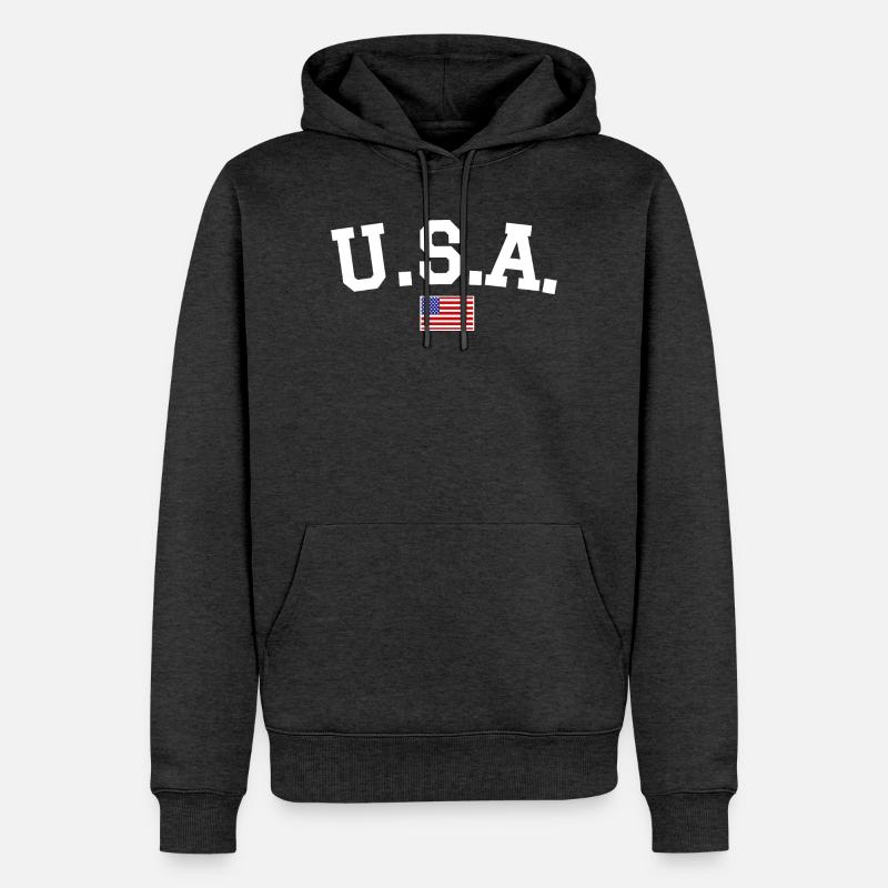Drapeau américain Blanc - Sweat à capuche Premium bio Homme - anthracite chiné
