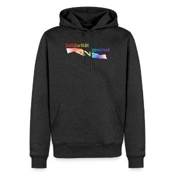 Solidarität gewinnt Pride T-Shirt Regenbogen - Männer Premium Bio Hoodie - Anthrazit meliert - Vorne - Thijin (182cm)