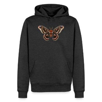 Cécropie de la nuit Hyalophora cécropie - Sweat à capuche Premium bio Homme - anthracite chiné - Devant - Thijin (182cm)