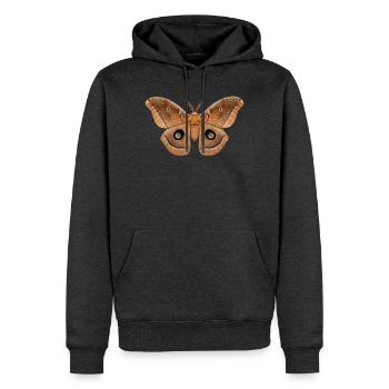 Polyphème Antheraea polyphemus - Sweat à capuche Premium bio Homme - anthracite chiné - Devant - Thijin (182cm)