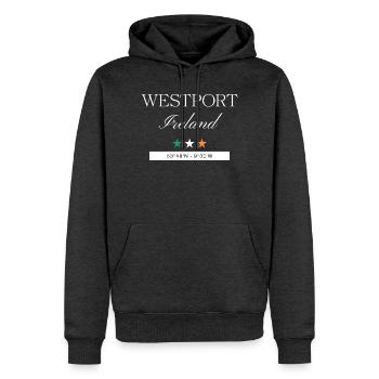 Westport Irland Souvenir – Reise minimalistisch - Männer Premium Bio Hoodie - Anthrazit meliert - Vorne - Thijin (182cm)