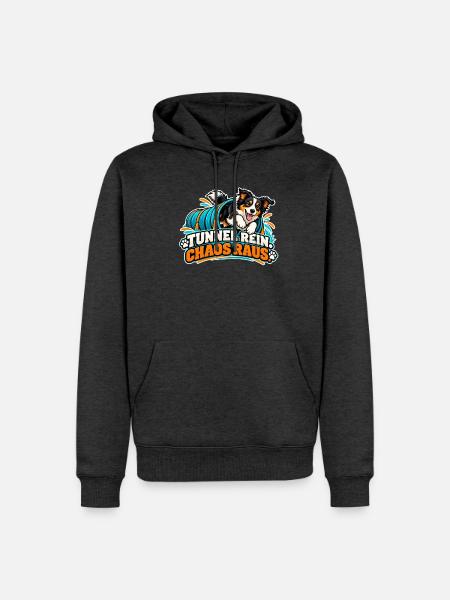 Tunnel Rein Chaos Raus – Hundedesign - Männer Premium Bio Hoodie - Anthrazit meliert
