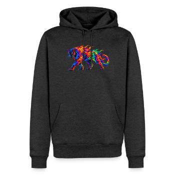 Regenbogen-Brennende Panther - Männer Premium Bio Hoodie - Anthrazit meliert - Vorne - Thijin (182cm)
