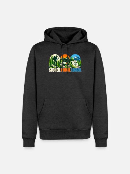 Wandernavigator Motiv: Outdoor Abenteuer - Männer Premium Bio Hoodie - Anthrazit meliert