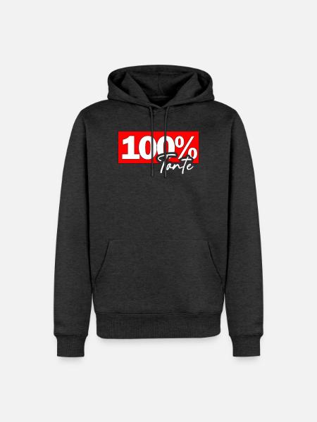 100% Tante Shirtdesign - Männer Premium Bio Hoodie - Anthrazit meliert