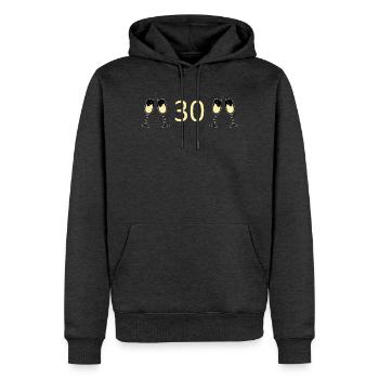 30° Compleanno 30° Anniversario - Felpa con cappuccio ecologica premium da uomo - antracite melange - Fronte - Thijin (182cm)