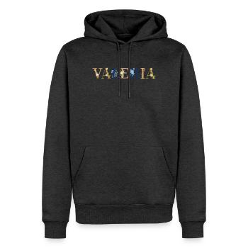 VALERIA Namenskunst mit gestickten Blumen - Männer Premium Bio Hoodie - Anthrazit meliert - Vorne - Thijin (182cm)