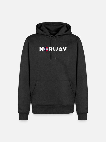 Norway Lettering with Flag - Norge - Norwegen - Männer Premium Bio Hoodie - Anthrazit meliert