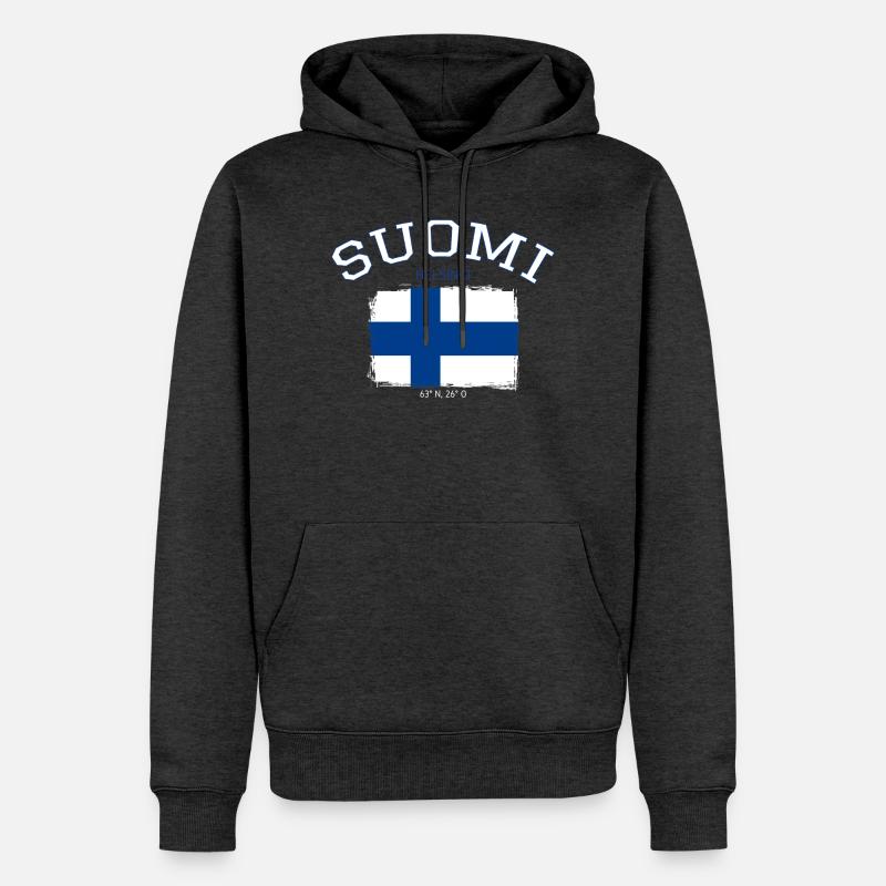 Drapeau de la Finlande avec référence à Helsinki - Sweat à capuche Premium bio Homme - anthracite chiné