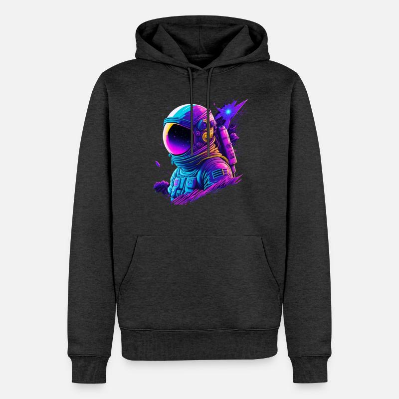 Synthwave Astronaute Space Explorer - Sweat à capuche Premium bio Homme - anthracite chiné