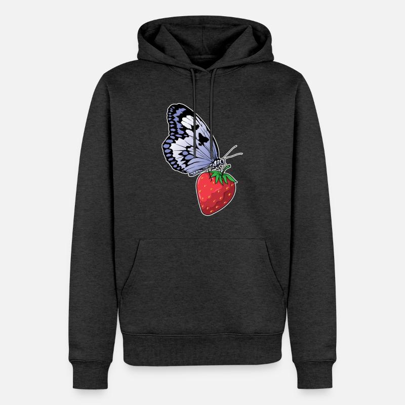 Fraise papillon - Sweat à capuche Premium bio Homme - anthracite chiné