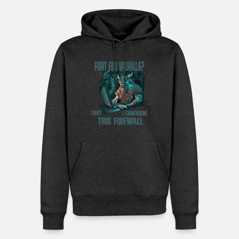Firewall first Wikinger programmierer - Männer Premium Bio Hoodie - Anthrazit meliert