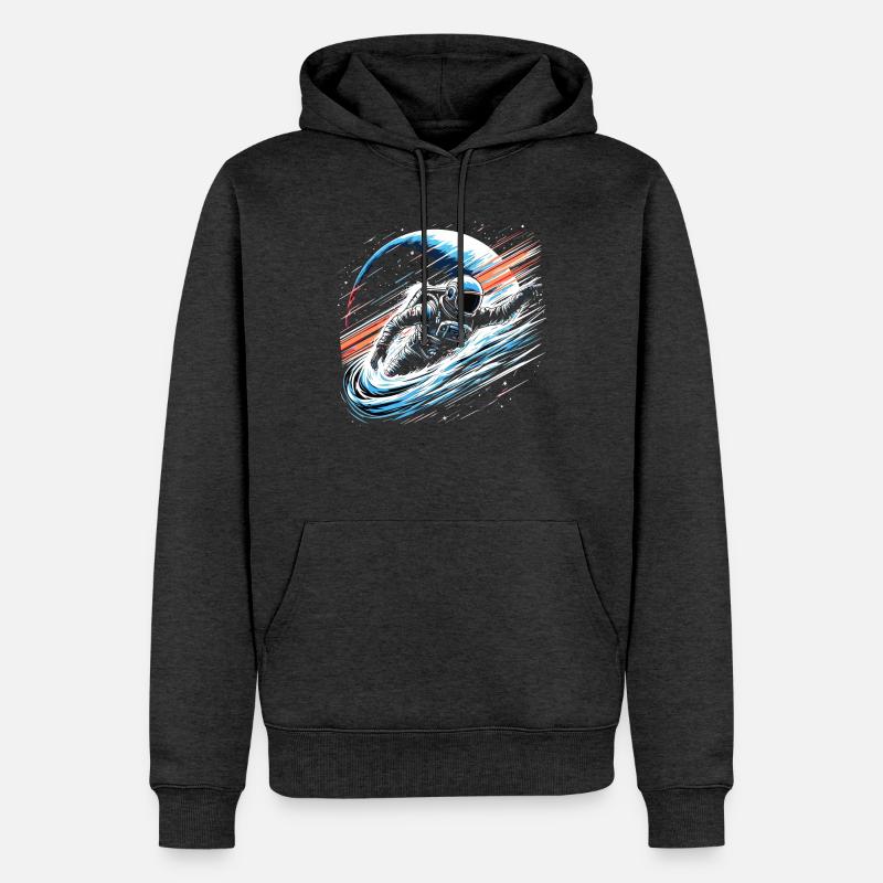 Astronaute Planète Espace - Sweat à capuche Premium bio Homme - anthracite chiné