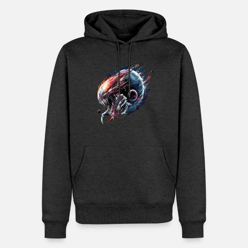 Alien Creature Planet Sci-Fi - Männer Premium Bio Hoodie - Anthrazit meliert