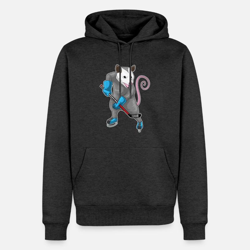 Beutelratte Eishockey Eishockeyschläger - Männer Premium Bio Hoodie - Anthrazit meliert