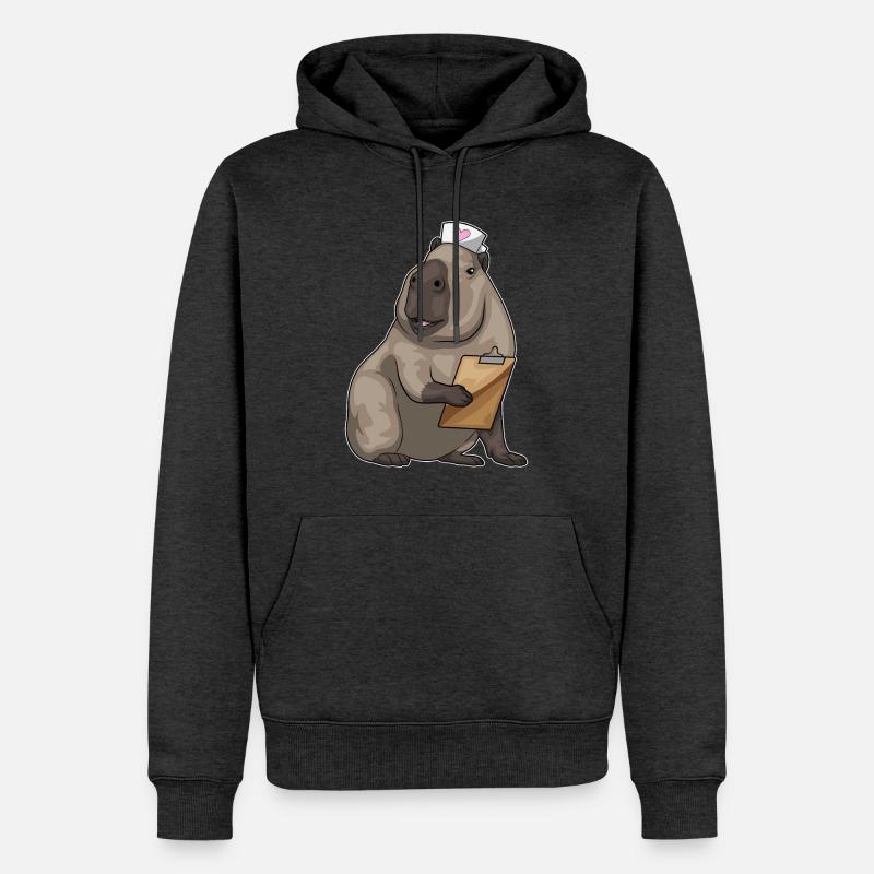 Capybara infirmière bloc-notes - Sweat à capuche Premium bio Homme - anthracite chiné