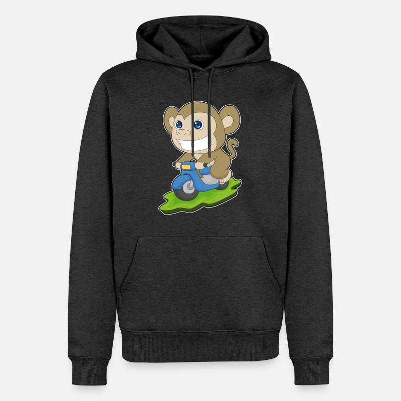 Affe Motorroller - Männer Premium Bio Hoodie - Anthrazit meliert