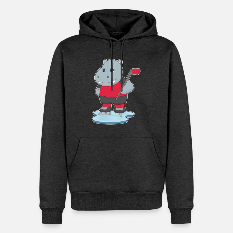 Nilpferd Eishockey Eishockeyschläger - Männer Premium Bio Hoodie - Anthrazit meliert