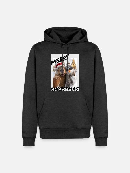 Capybara Weihnachten Winterfreunde - Männer Premium Bio Hoodie - Anthrazit meliert