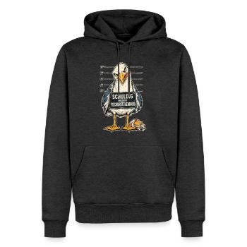 Möwe Fischbrötchenraub Lustiger Spruch Shirt - Männer Premium Bio Hoodie - Anthrazit meliert - Vorne - Thijin (182cm)