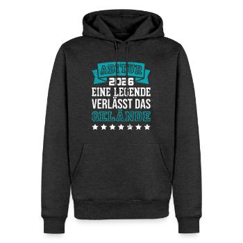 Legende verlässt das Gelände - Männer Premium Bio Hoodie - Anthrazit meliert - Vorne - Thijin (182cm)