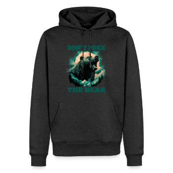 Wilder Bär im Vollmond – Outdoor & Natur Spruch - Männer Premium Bio Hoodie - Anthrazit meliert - Vorne - Thijin (182cm)