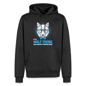 It's A Wolf Thing Hipster Wolf Brille Spruch - Männer Premium Bio Hoodie - Anthrazit meliert - Vorne - Thijin (182cm)