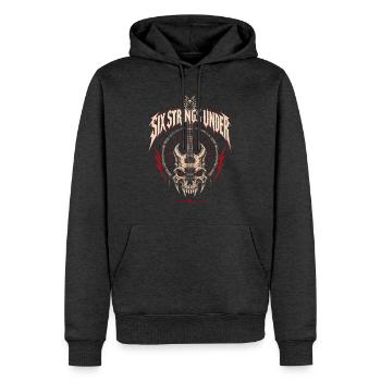 Six Strings Under – Metal Totenkopf Gitarre - Männer Premium Bio Hoodie - Anthrazit meliert - Vorne - Thijin (182cm)