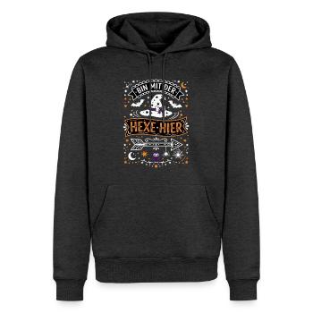 Trick or Treat | Bin Mit Der Hexe Hier | Halloween - Männer Premium Bio Hoodie - Anthrazit meliert - Vorne - Thijin (182cm)