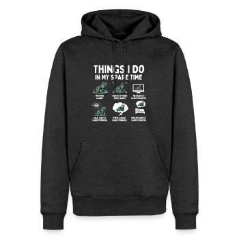 Dinge, die ich in meiner Freizeit tue – Rasenmäher-Süchtiger - Männer Premium Bio Hoodie - Anthrazit meliert - Vorne - Thijin (182cm)