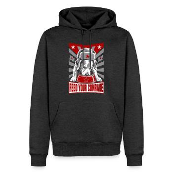 Kamerad Hund Futterbanner Propaganda - Männer Premium Bio Hoodie - Anthrazit meliert - Vorne - Thijin (182cm)