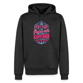 Kapitänin Segler Spruch Boot Anker - Männer Premium Bio Hoodie - Anthrazit meliert - Vorne - Thijin (182cm)