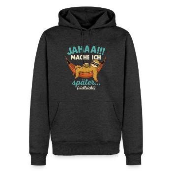 Jahaa Mache ich spaeter vielleicht - Männer Premium Bio Hoodie - Anthrazit meliert - Vorne - Thijin (182cm)