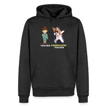 Kindergarten Teacher Dabbing Einhorn - Männer Premium Bio Hoodie - Anthrazit meliert - Vorne - Thijin (182cm)