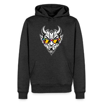 Dämon mit Brille - Männer Premium Bio Hoodie - Anthrazit meliert - Vorne - Thijin (182cm)