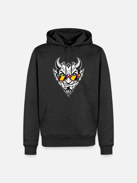 Dämon mit Brille - Männer Premium Bio Hoodie - Anthrazit meliert