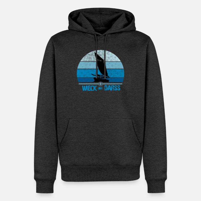 Wieck am Darss avec Zeesboot - Sweat à capuche Premium bio Homme - anthracite chiné
