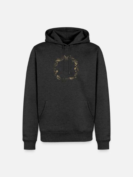 Goldener Festkranz mit Schleife - Männer Premium Bio Hoodie - Anthrazit meliert