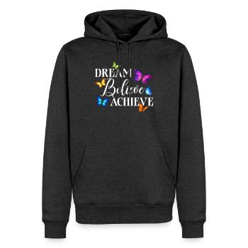 Jardin inspirant des papillons monarques - Sweat à capuche Premium bio Homme - anthracite chiné - Devant - Thijin (182cm)