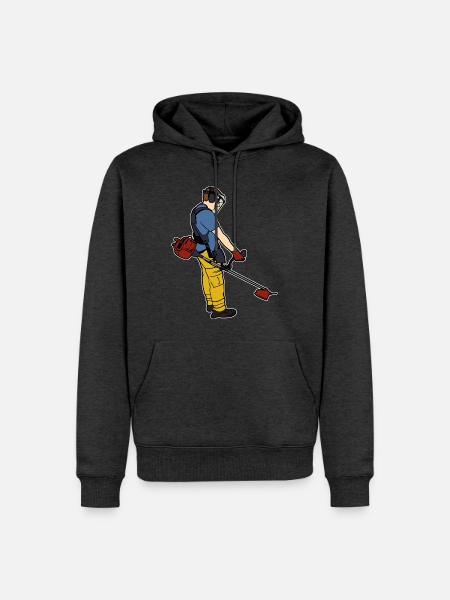 Gartenpfleger mit Freischneider - Männer Premium Bio Hoodie - Anthrazit meliert