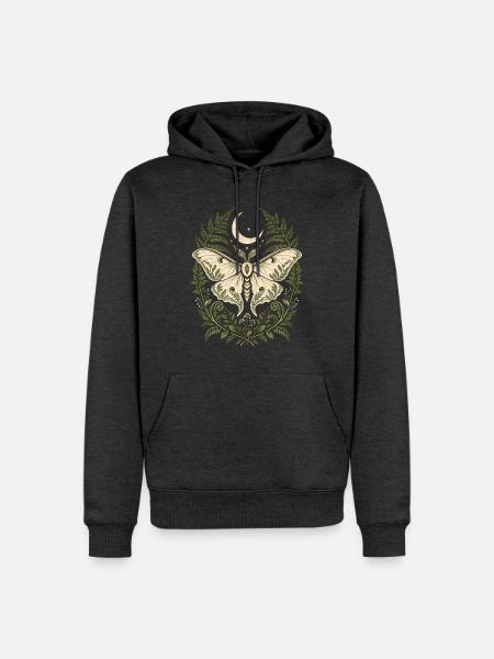 Mondfalter und Farne - Männer Premium Bio Hoodie - Anthrazit meliert