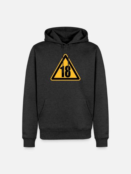 Warning 18 | Achtung 18 - Men’s Premium Organic Hoodie - heather anthracite