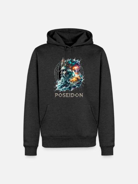 Poseidon Gott Meer Wellen - Männer Premium Bio Hoodie - Anthrazit meliert