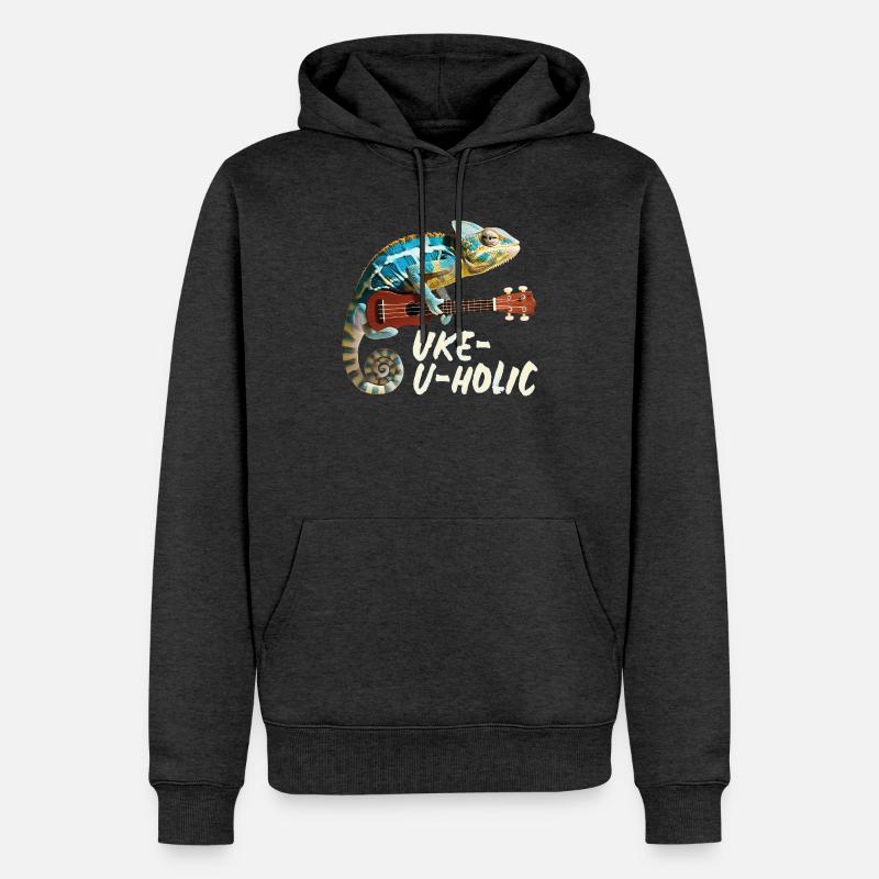 Chamäleon Uke-u-holic - Männer Premium Bio Hoodie - Anthrazit meliert