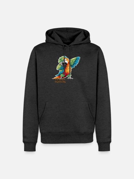Perrot synchronisiert Gefiederte Scherben Der tropische Papagei - Männer Premium Bio Hoodie - Anthrazit meliert