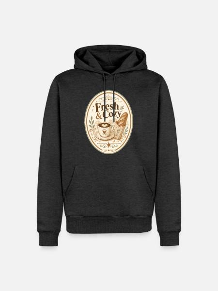 Frisch & Gemütlich Brot Kaffee - Männer Premium Bio Hoodie - Anthrazit meliert