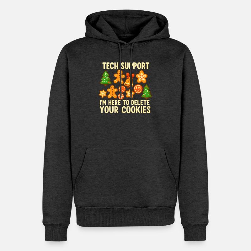 Support technique Cookie Noël Mème - Sweat à capuche Premium bio Homme - anthracite chiné