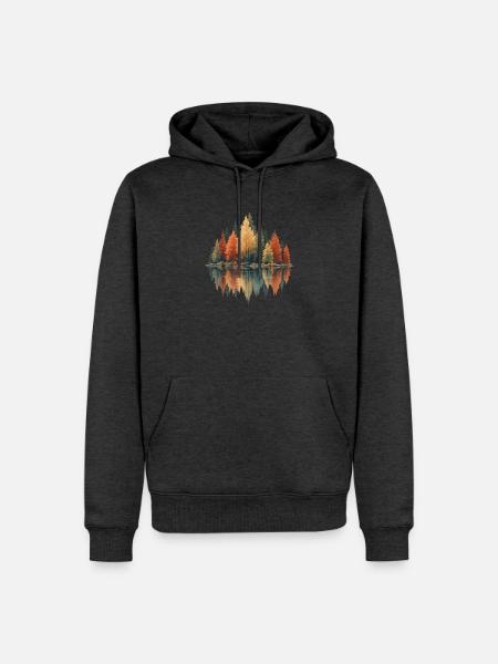 Herbstwald Spiegelbild - Männer Premium Bio Hoodie - Anthrazit meliert