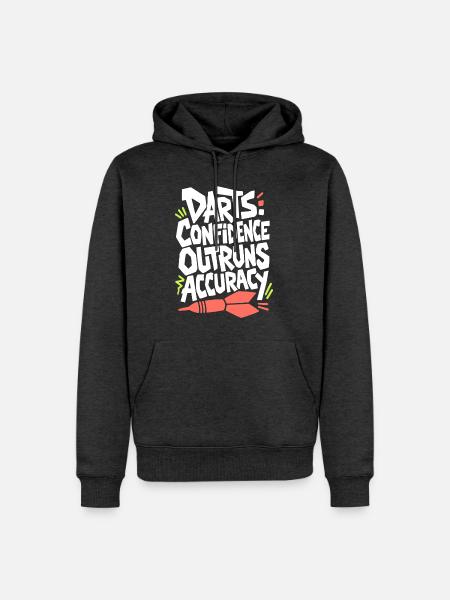 Dartshumor – Confidence Outruns Accuracy - Männer Premium Bio Hoodie - Anthrazit meliert