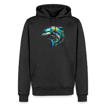 Delfin - Männer Premium Bio Hoodie - Anthrazit meliert - Vorne - Thijin (182cm)